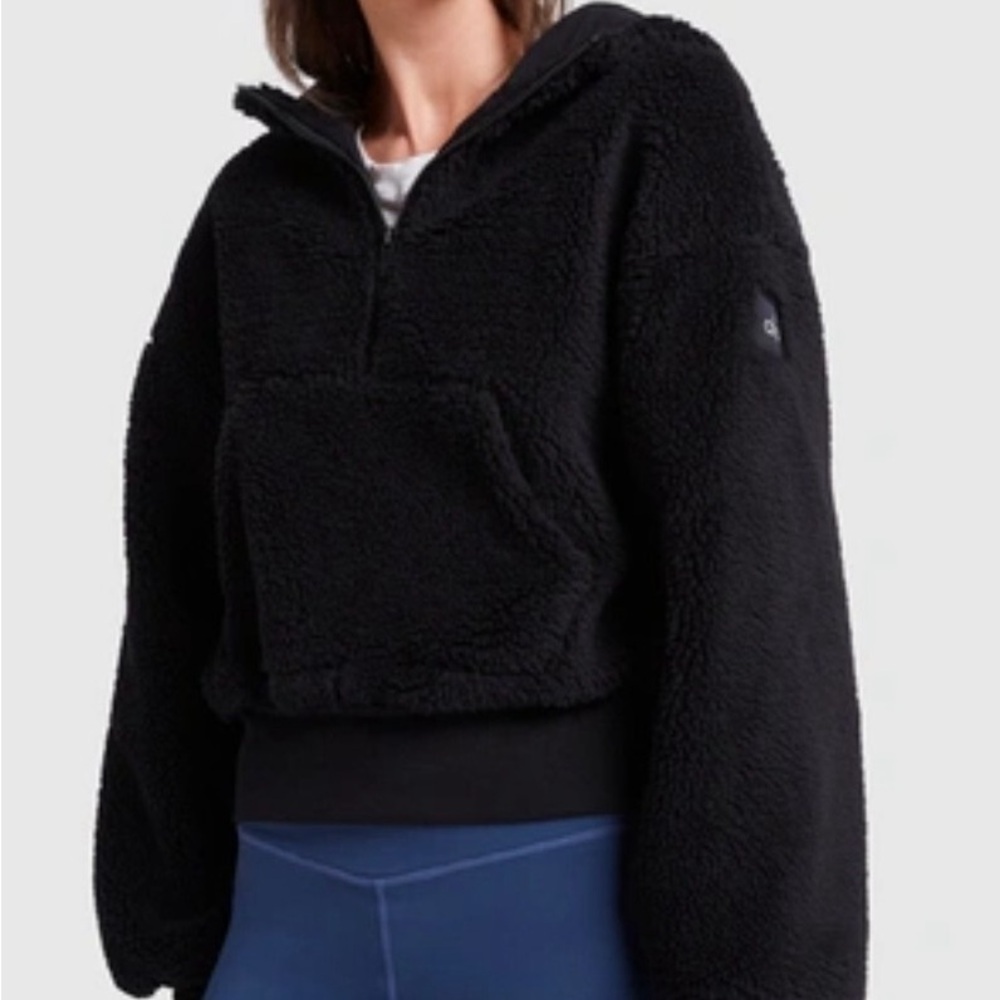 ALO Yoga Black Half Zip Sherpa Hoodie - image 1